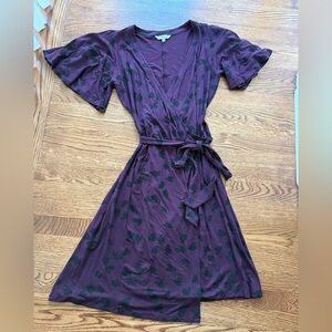 LK BENNETT Floral Wrap Dress Midi Dark Romance Plum Classic Elegant Feminine 8